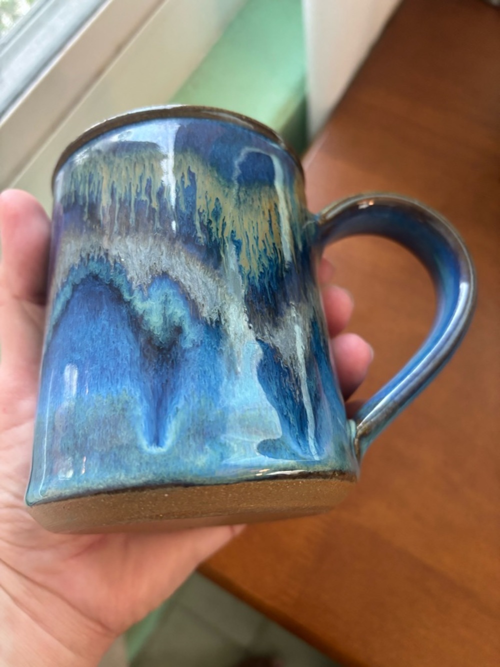 Handmade Artisan Blue Gradient Lead free Glaze Ceramic Coffee Mug Unique Heavy